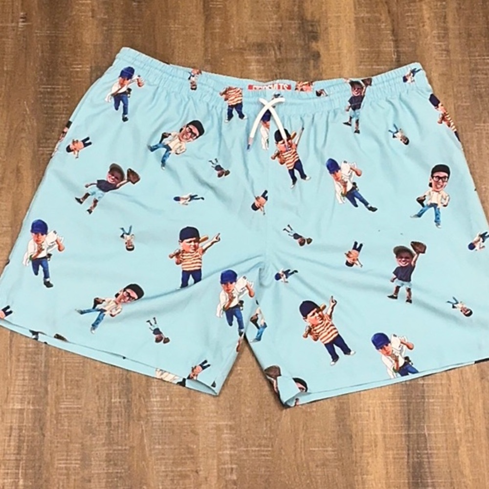 Light Blue Graphic Swim Shorts